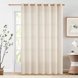 Linen Beige Curtain 100 Inch Extra Wide for Patio Sliding Glass Door Room Divide - Picture 1 of 12