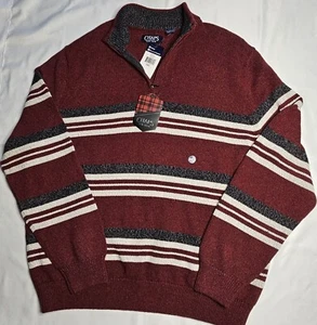 Mens Chaps Long Sleeve Striped 1/4 Zip Sweater Size XXL 2XL - NWT NEW - Picture 1 of 2