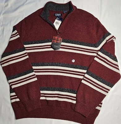 Mens Chaps Long Sleeve Striped 1/4 Zip Sweater Size XXL 2XL - NWT NEW - Image 1 of 2