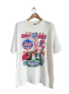 Vintage Subway Series 2000 Full-Print T-Shirt MLB Baseball Mets Yankees size L - Picture 1 of 9