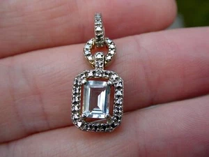 Ross Simons Sterling Silver Blue Topaz and Lab Created Diamond Accent Pendant - Picture 1 of 13