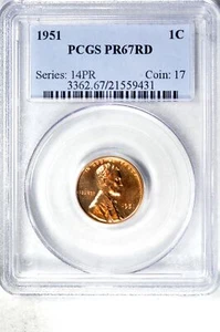 1951 1C Lincoln Wheat Cent PCGS PR67RD - Picture 1 of 5