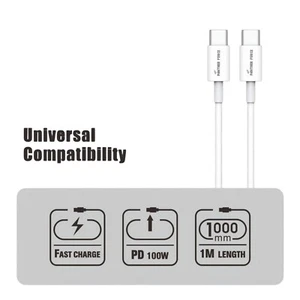 USB C to C Fast Charger Cable for Ipad iPhone 16 Macbook Samsung Galaxy S25 - Picture 1 of 9
