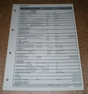 Hoja De Inspección Honda Accord 2.0 I LS / ES - A Partir De 1996! - Imagen 1 de 1