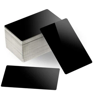 100 PIEZAS 3,4 x 2,1 pulgadas de espesor 18 mil tarjetas de visita de metal en blanco acabado negro... - Imagen 1 de 7