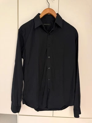 Camisa de vestir Theory para hombre Sylvain Wealth botón elástico mezcla de algodón - negra - pequeña Foto 1 de 4