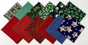 Lot of 12 New Fat Quarter Assorted Christmas Quilting Fabric Bundle 100% Cotton - Picture 1 of 4