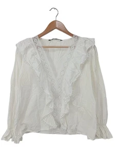 ZARA Camicetta con arricciature Donna Camicetta a blusa Taglia IT 42 bianco - Foto 1 di 5