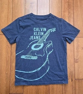 Calvin Klein Blue Boys Short Sleeve Shirt With Print Size 7 - Picture 1 of 7