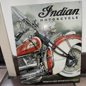 Indian Motorcycle America First Vintage Sign Tin Metal Wall Garage Rustic 16"x12 - Picture 1 of 12
