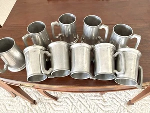 10 Hand Hammered Pint Tankards - Picture 1 of 16