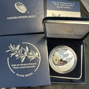 2020 End of World War II 75th Anniversary Silver Medal WW2 20XH - Picture 1 of 1