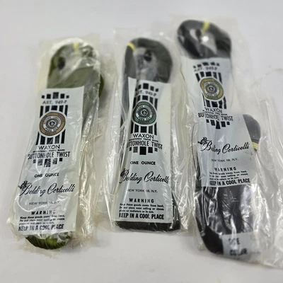 Lot  3 Vintage Belding Corticelli Waxon Buttonhole Twist Thread Green Black - Image 1 of 4