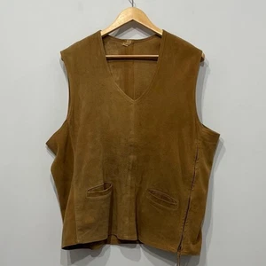 Vintage 50s 60s Deerskin Suede Vest 46 BIG TALON Side Zip Leather Rare - Picture 1 of 8