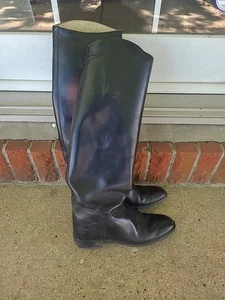 Vintage Black Leather Emerson English Riding Equestrian Dressage Tall Boots 8.5N - Picture 1 of 18