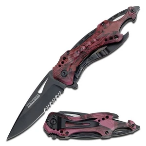 Folding Pocket Knife, 3.25-inch Serrated Blade, Camo Aluminum Handle, 7.75-in... - Picture 1 of 7