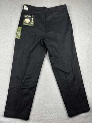 Farah Khaki Pants Mens 38x30 Black Stain Free Wrinkle Free Pleated Front Cotton - Image 1 of 4