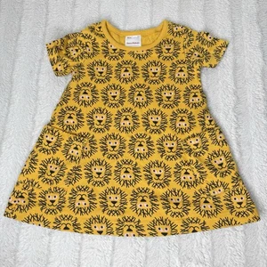 Hanna Andersson Yellow Lion Short Sleeve Dress 6-12 Months Cotton Pockets Girls - Picture 1 of 10
