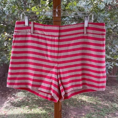 Pantalones Cortos LOFT The Riviera Caqui y Rosa Rayas Mezcla de Lino Talla 8. NUEVO Foto 1 de 4