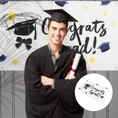 Graduation Banner Graduation Party Hanging Flag Congrats Party Backdrop - Image 1 of 4