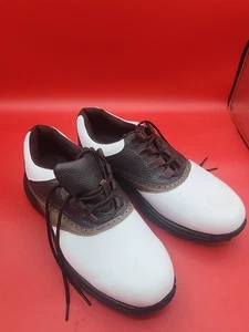 FootJoy Golfschuhe weiß braun Leder Saddle Spiked 45402 Herren Größe 8W - Bild 1 von 10