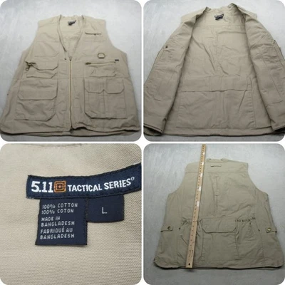 5.11 Tactical Vest Mens Large Tan 17 Pockets Outdoor Utility Fish Hunt Shooting - Image 1 of 4