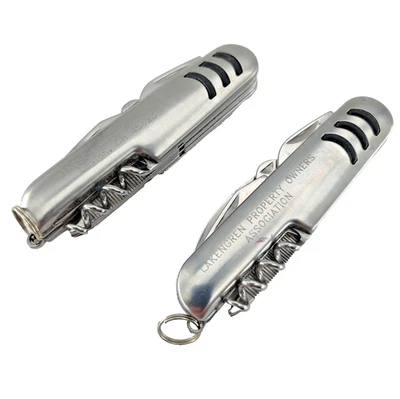 Lot of 2 Stainless Steel Pocket Knives Engraved Promo Dayton Ohio Oh Advertising - Image 1 of 4