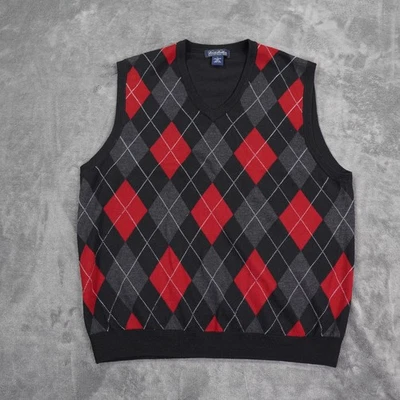 VTG Brooks Brothers Argyle Sweater Vest L 100% Merino Wool Made Hong Kong Preppy - Image 1 of 4
