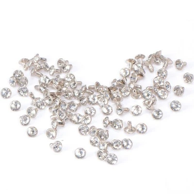  100pcs 7mm strass di cristallo bianco con strass diamantati punte punk - Immagine 1 di 4