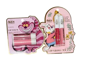 NEW~DISNEY Alice In Wonderland/Cheshire Cat x4 Lip Gloss/Balm~Cherry/Strawberry - Picture 1 of 6