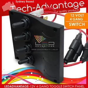 PANEL DE INTERRUPTOR DE PALANCA RESISTENTE AL AGUA SERIE ONDA DE BANDA 12V ~ 24V 4 GANG - BARCO/CARAVANA - Imagen 1 de 4