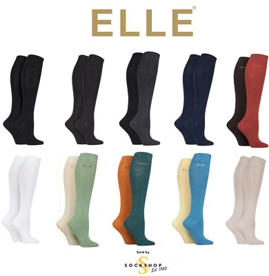 Calcetines altos de bambú hasta la rodilla lisos suaves enfriamiento transpirables paquete múltiple de 2- Elle Foto 1 de 4