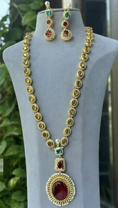 Bollywood Style Gold Plated Indian Sabyasachi Necklace Kundan Rani Haar Jewelry - Picture 1 of 6