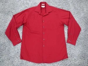 Van Heusen Shirt Mens Large Red Lux Sateen Easy Care Blend Button Up Collared - Picture 1 of 11
