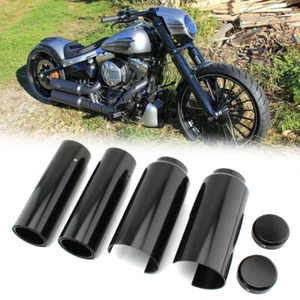 Black Motorcycle Upper Lower Fork Cover Tube Caps For Harley-Davidson Dyna 06-17 - Picture 1 of 12