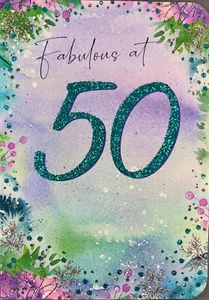 50th Birthday Card female Fabulous at 50 (#OT 17474b) - Picture 1 of 4