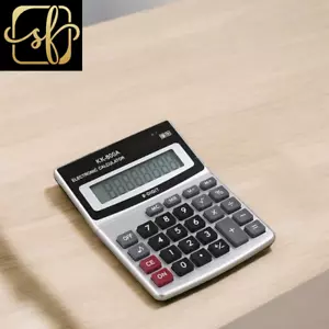 Calculadora plateada negra KK-800A metal escritorio fuente grande calculadora ancha 8 a bus - Imagen 1 de 2