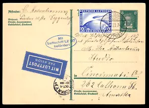 Zeppelin 1928, viaje americano a. tarjeta de cosas completas 7.10.28, ganador 21 A - Imagen 1 de 2