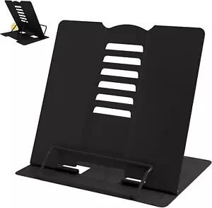 Adjustable Metal Book Stand for Reading, Full Black, Ergonomic Holder - Picture 1 of 8