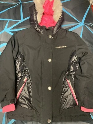 Zero Xposur девочек Galaxy черный и розовый с подкладкой с капюшоном зимняя куртка Sz 7/8 - Изображение 1 из 4