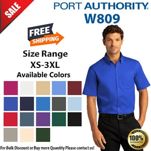 Port Authority W809 Mens Short Sleeve SuperPro React Twill Dress Shirt - Picture 1 of 18