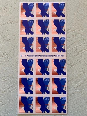 US Stamps SC# 2598a Ball Eagle 29c Booklet pane of 18 p#M111 MNH 1994 - Image 1 of 2