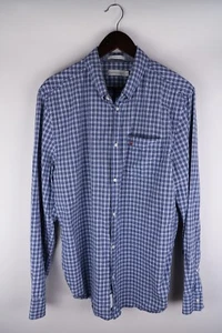 Peak Performance Men Casual Shirt Regular Fit Blue Check Cotton size L - Picture 1 of 6
