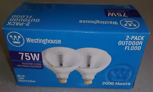 Westinghouse 75 Watt BR38 Outdoor Floodlights 1 Pack/2 Bulbs 2000 Hours NIB F/S - Picture 1 of 8