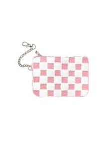 Bolso Llavero Rosa y Blanco a Cuadros 3.5" x 5" Negro Living Moda Real Nuevo - Imagen 1 de 2