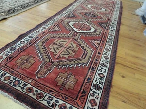 3x11 4x11 Herize WIDE RUNNER Rug wool Rust Orange Black Beige Geometric - Picture 1 of 11