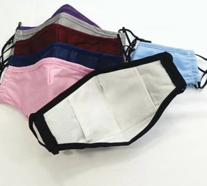 Washable Face Mask Black Reusable Breathable Unisex Double Layer Cotton 2pcs - Picture 1 of 12