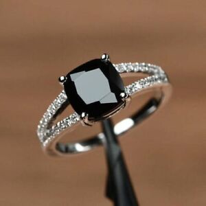 2.00Ct Cushion Cut Lab-Created Diamond Engagement Ring 14K White Gold Plated