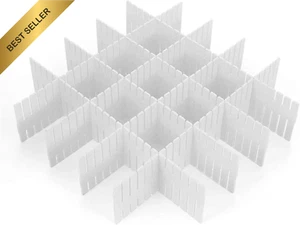 24PCS Adjustable Drawer Dividers DIY Partition Organizers for Socks Makeup Dress - Picture 1 of 12