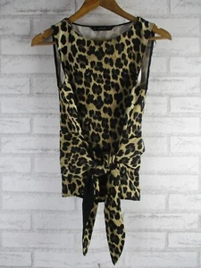 Zara Basic womens top blouse black beige leopard print S sleeveless - Picture 1 of 8